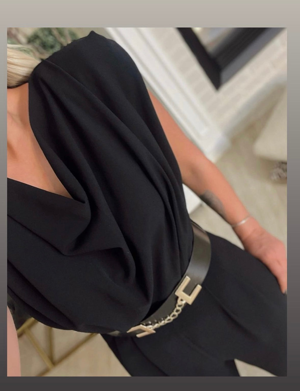 black- belted jumpsuit