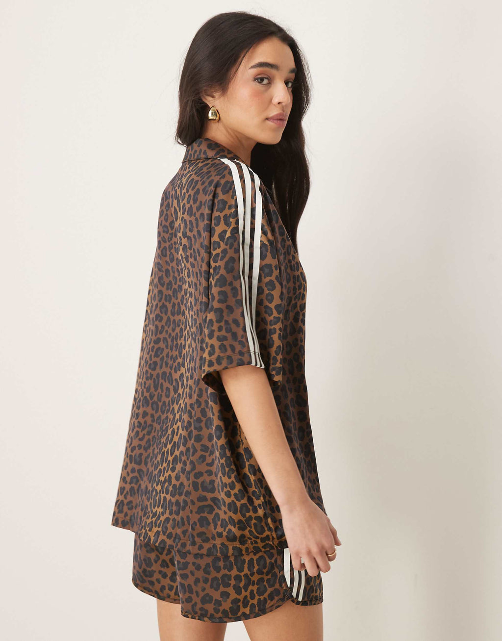 Adidas satin shirt & short ( outfit )  in leopard print - MULTI