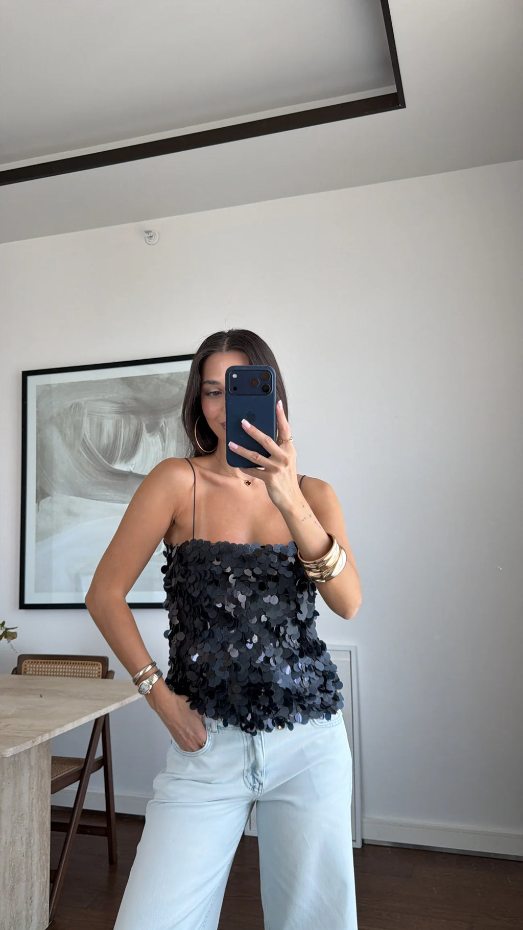 SEQUINED BLOUSE WITH HANGER
