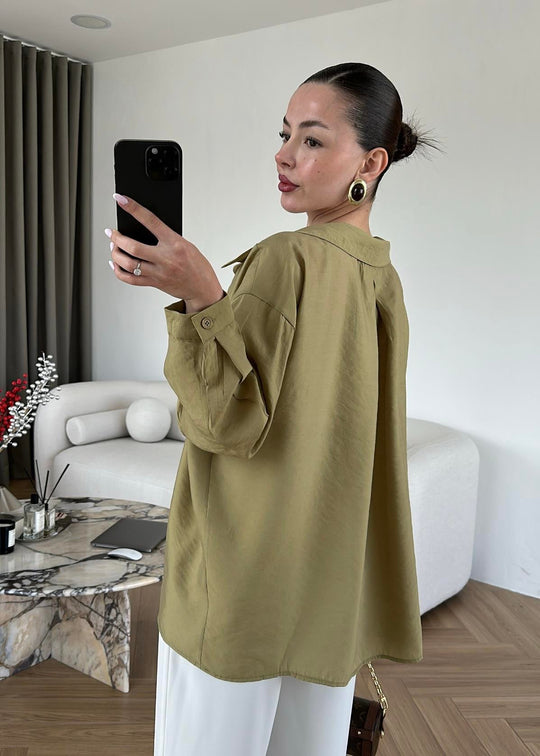 Off shoulder oversized shirt