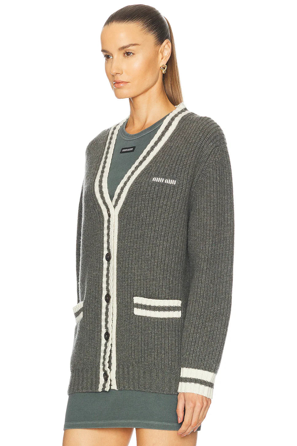 Miumiu - Stripped V-neck cardigan