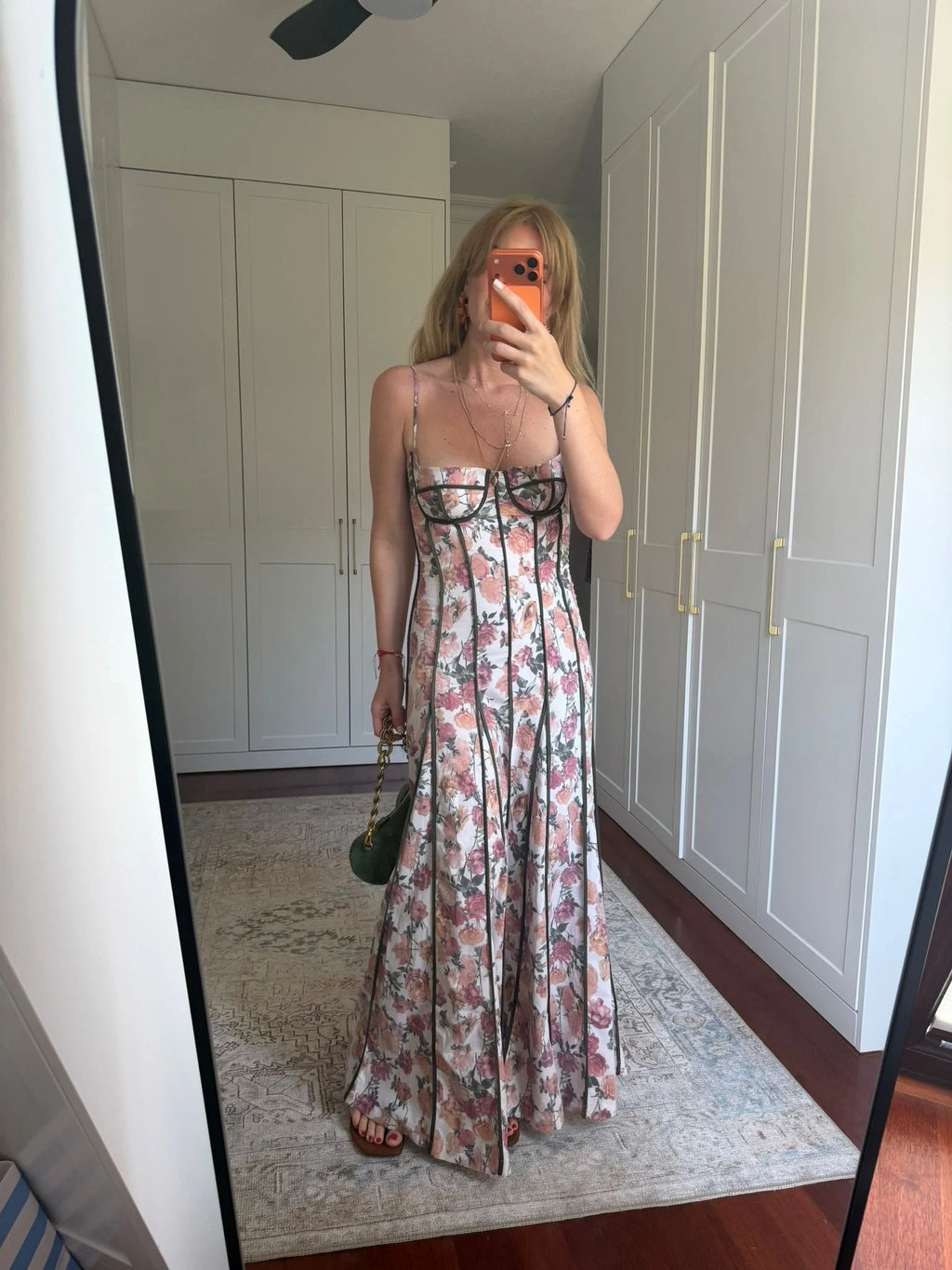 Falling in Love with You-  Floral Pattern Corset Maxi Dress