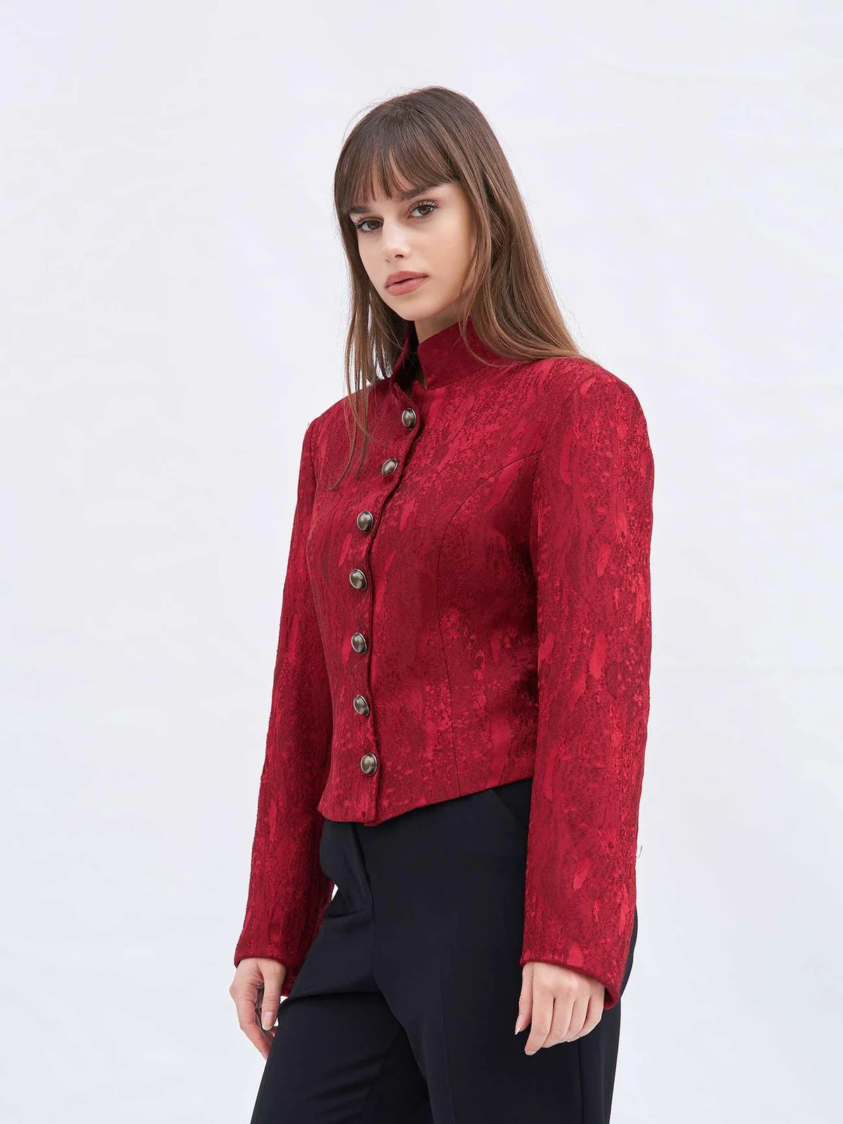 Buttoned Jacquard Jacket