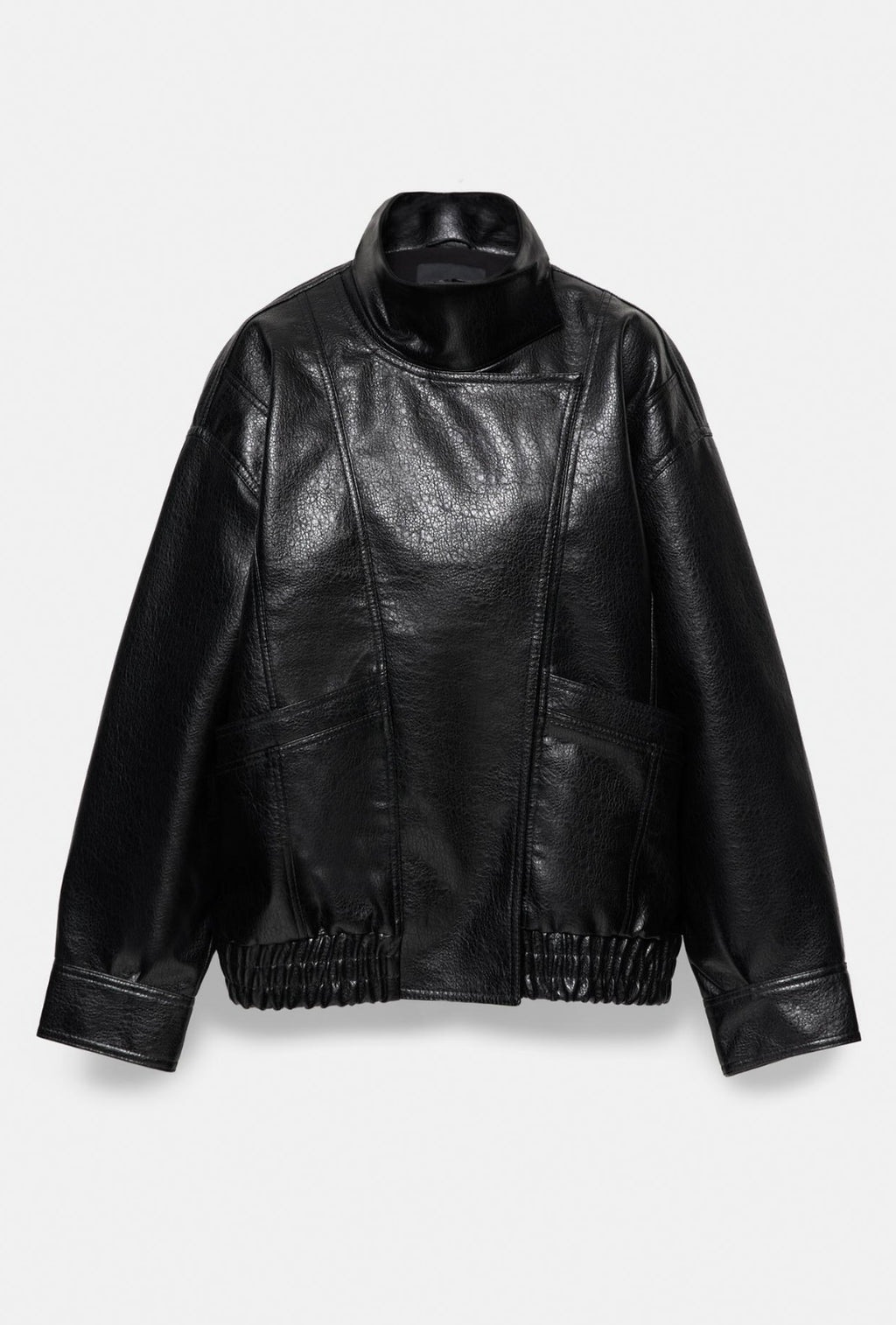 Leather effect high neck jacket