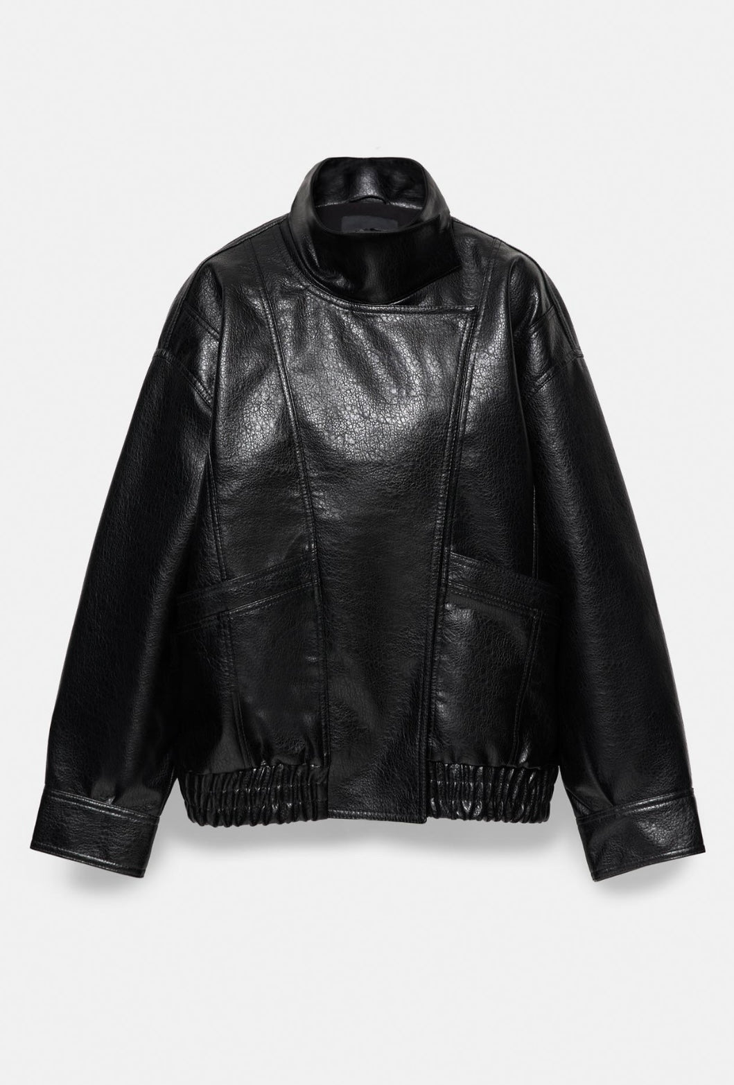 Leather effect high neck jacket