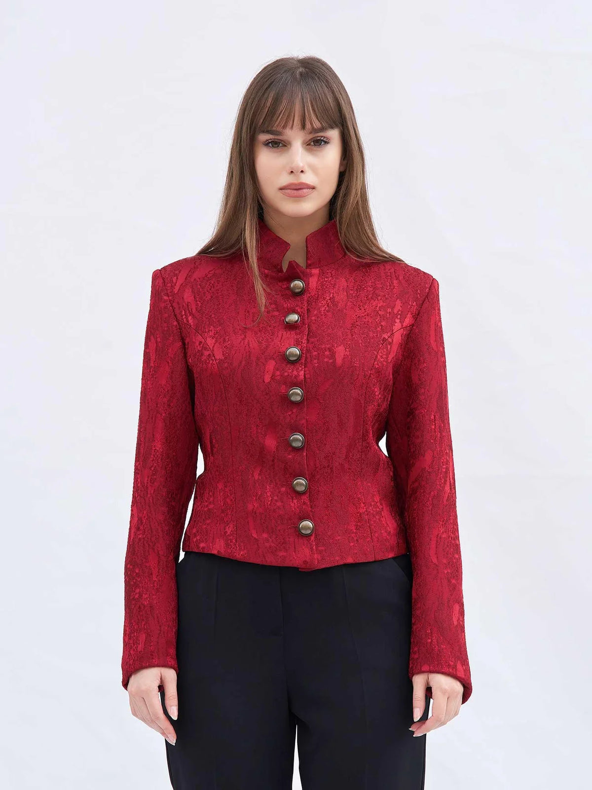Buttoned Jacquard Jacket