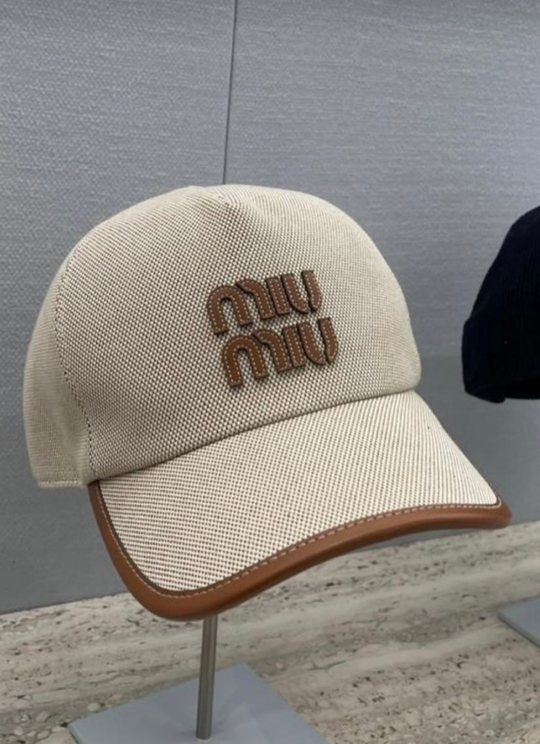 Miumiu Logo Baseball Cap in Canvas & Leather