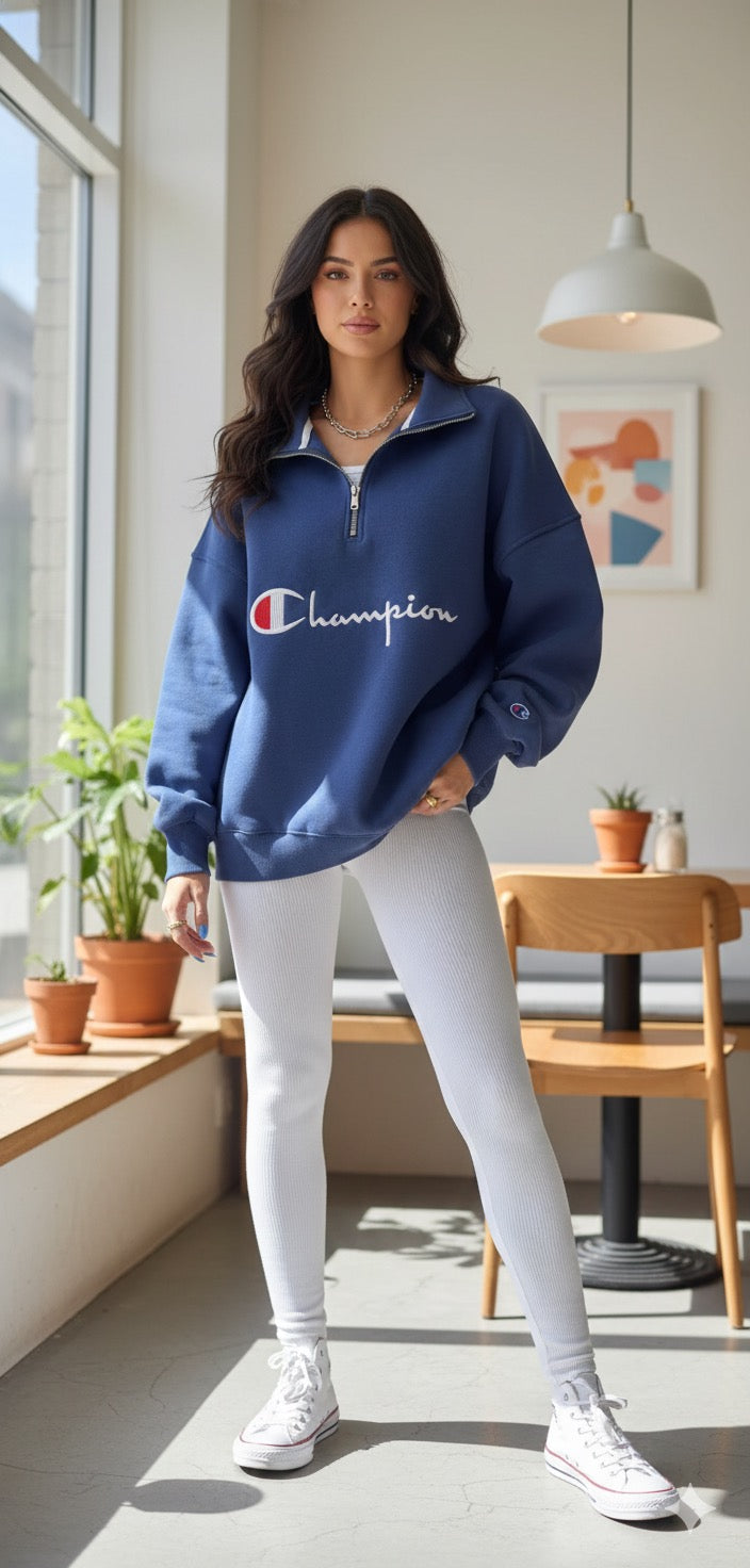 Champion oversized-zipper sweatshirt - Blue (Unisex)