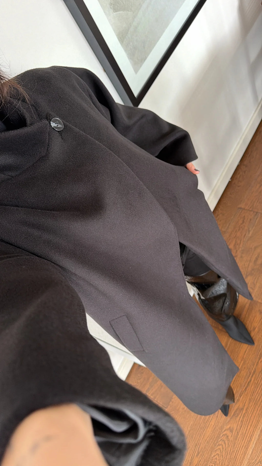 Oversize stand-collar cashmere coat