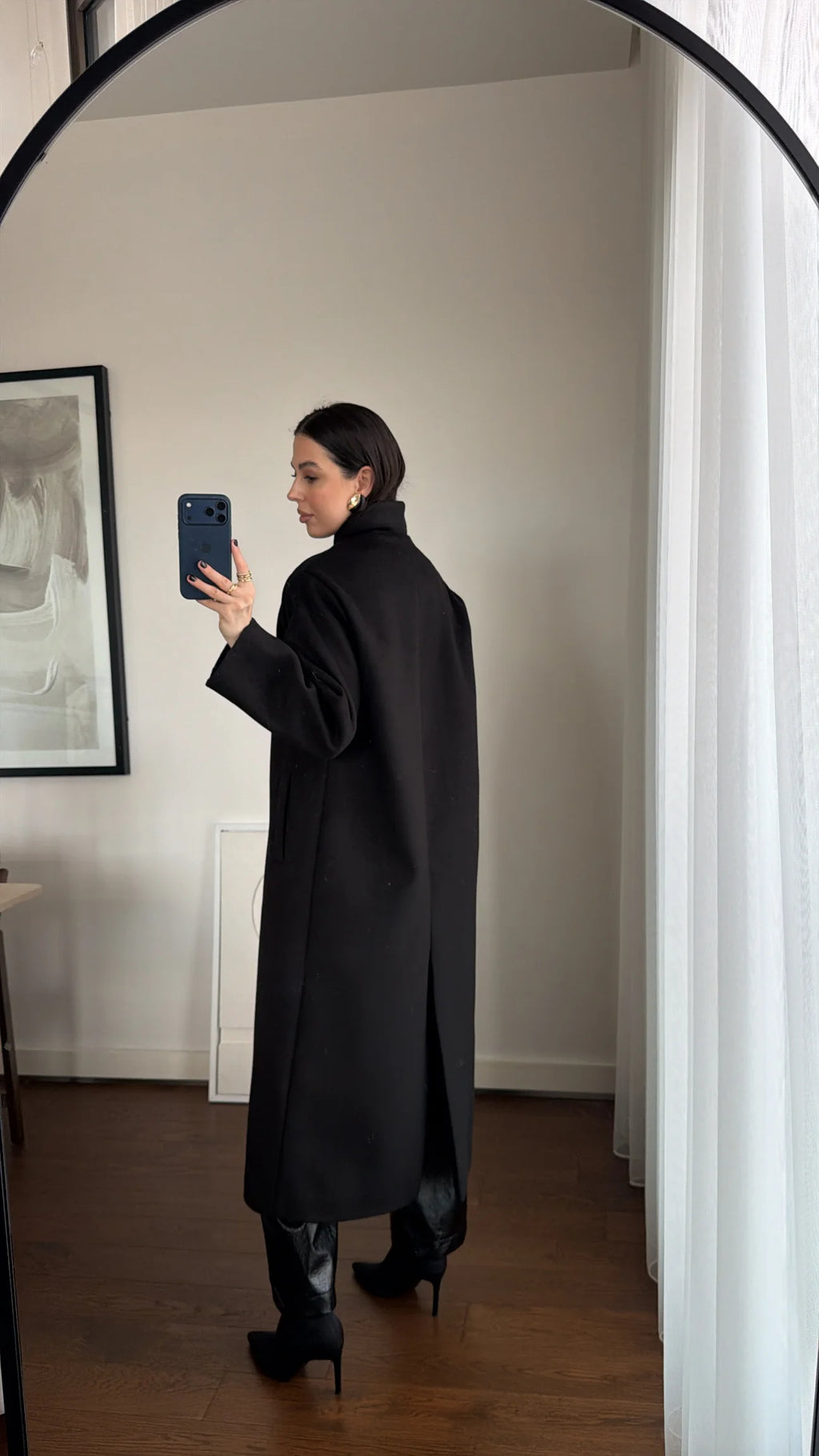 Oversize stand-collar cashmere coat