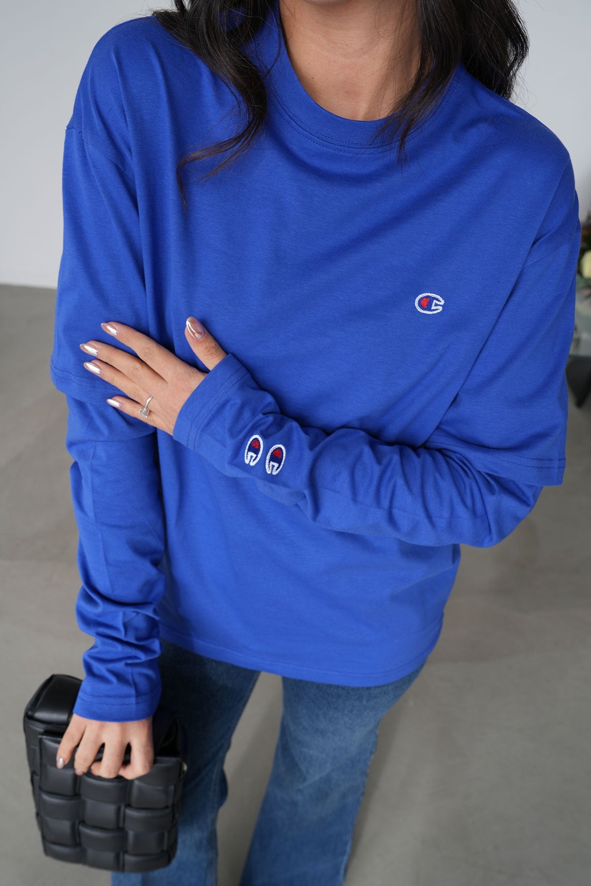 Champion-Long-Sleeve Basic Sweatshirt