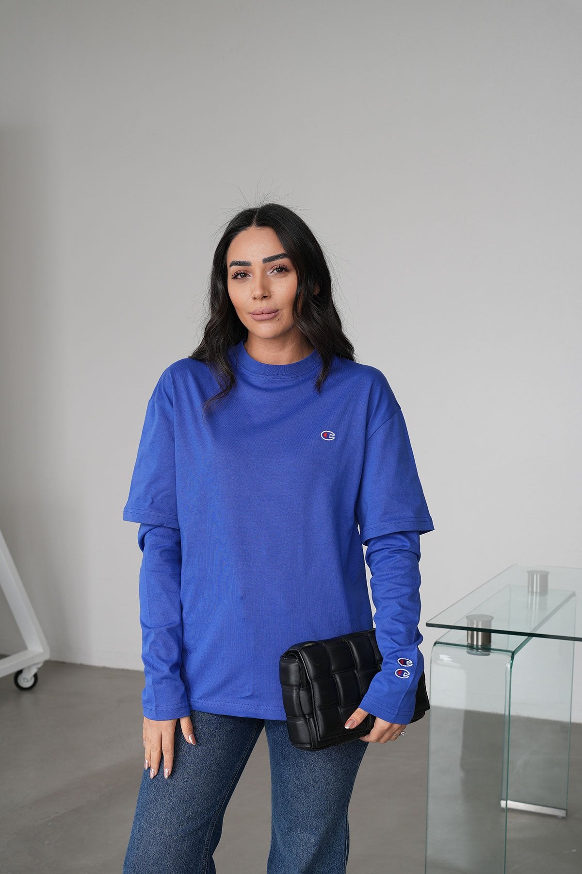 Champion-Long-Sleeve Basic Sweatshirt