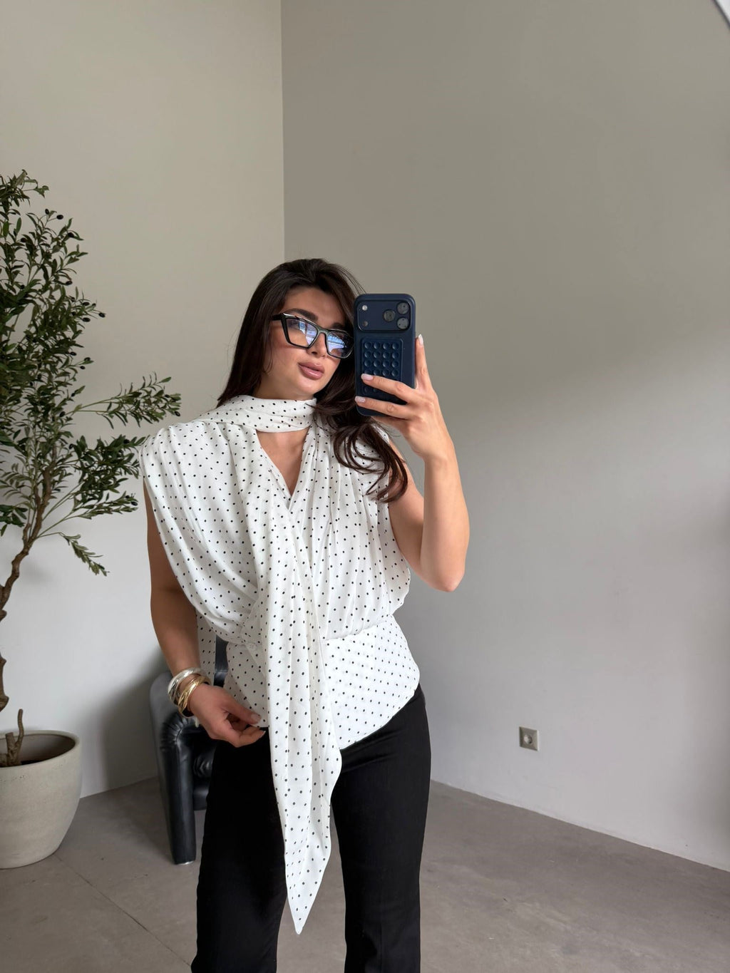 Padded Polka Polka Dot Blouse