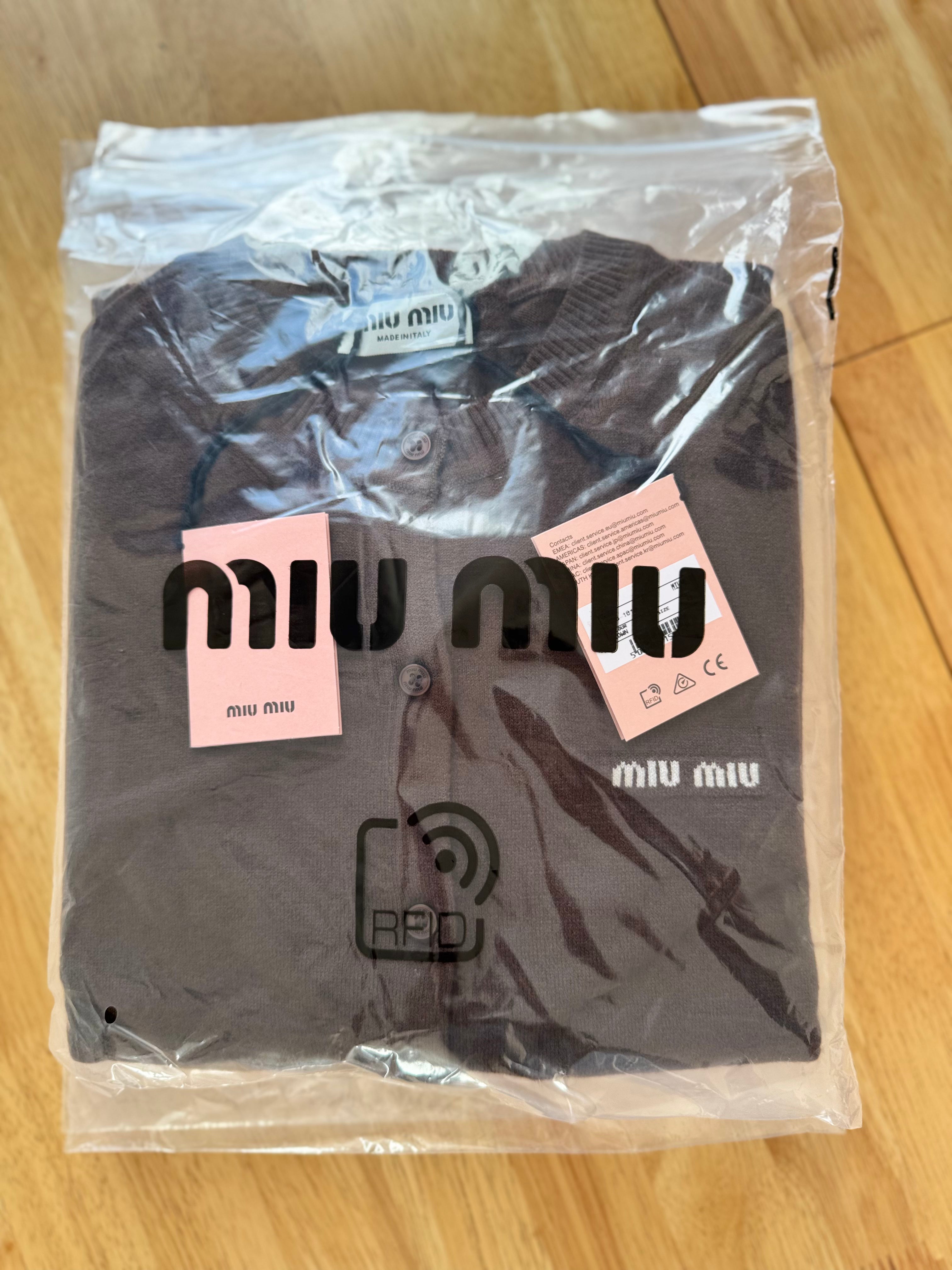 MIUMIU-Slim-Fit Brown Cashmere Knit Cardigan