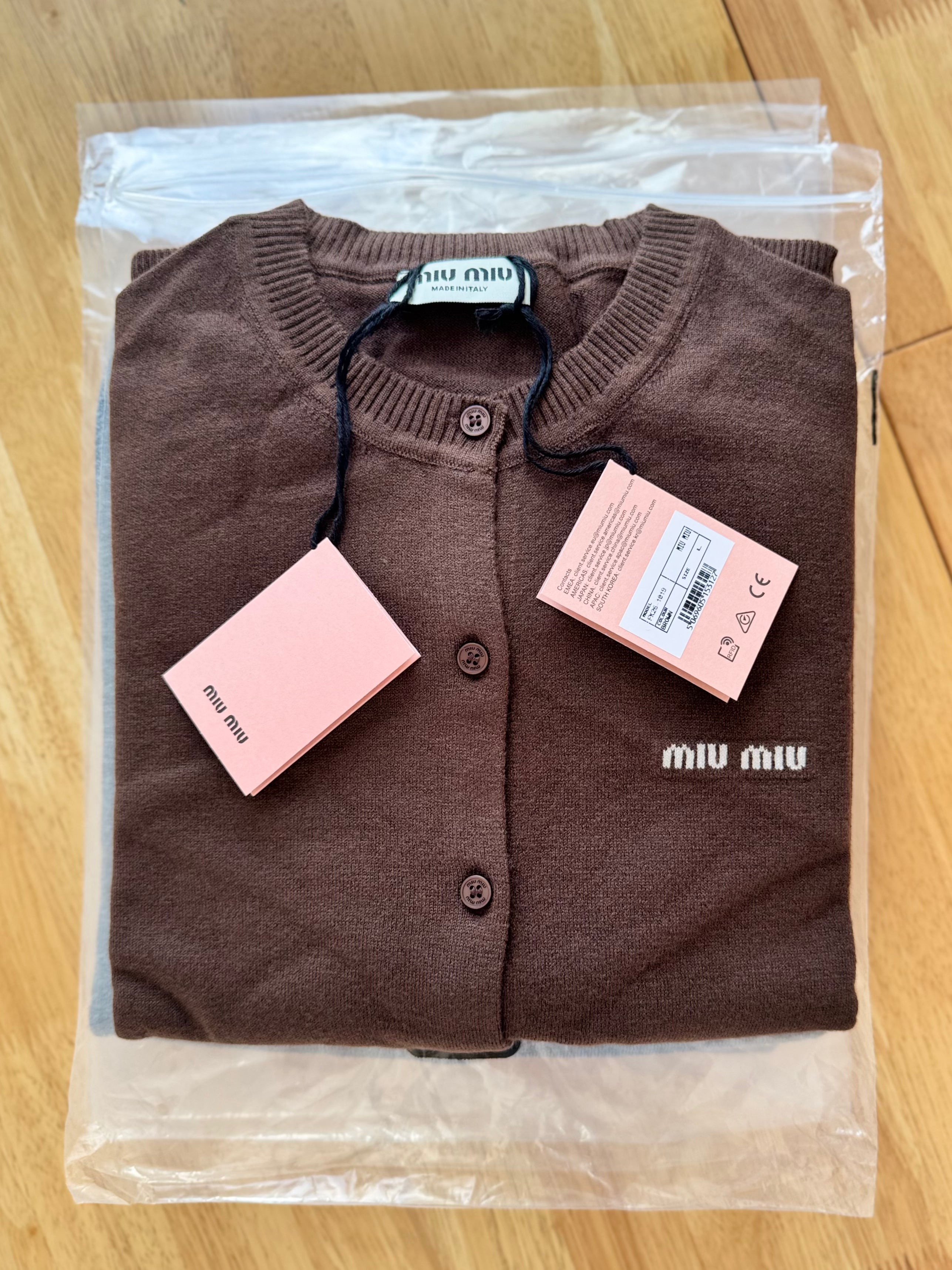 MIUMIU-Slim-Fit Brown Cashmere Knit Cardigan