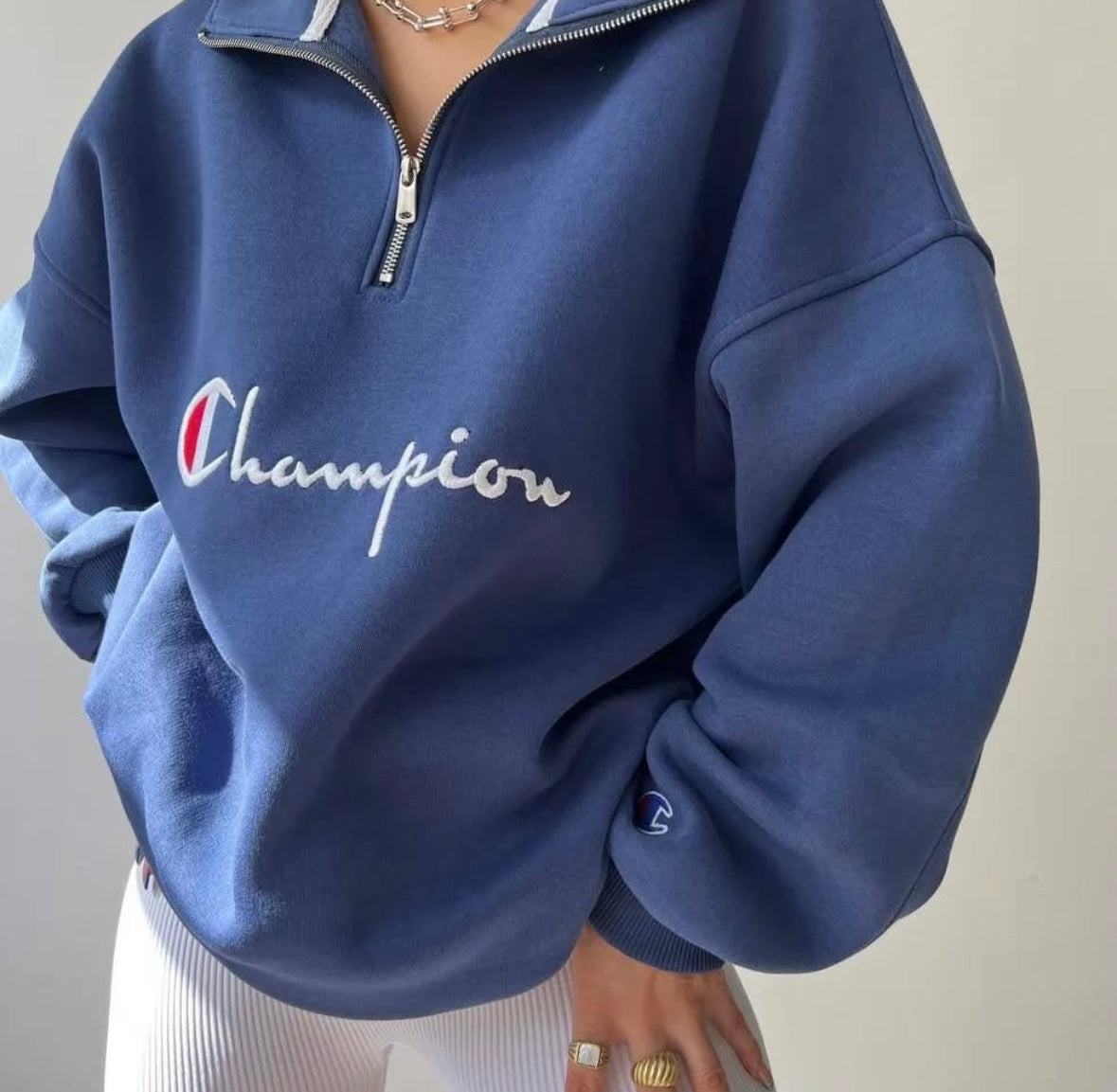 Champion oversized-zipper sweatshirt - Blue (Unisex)
