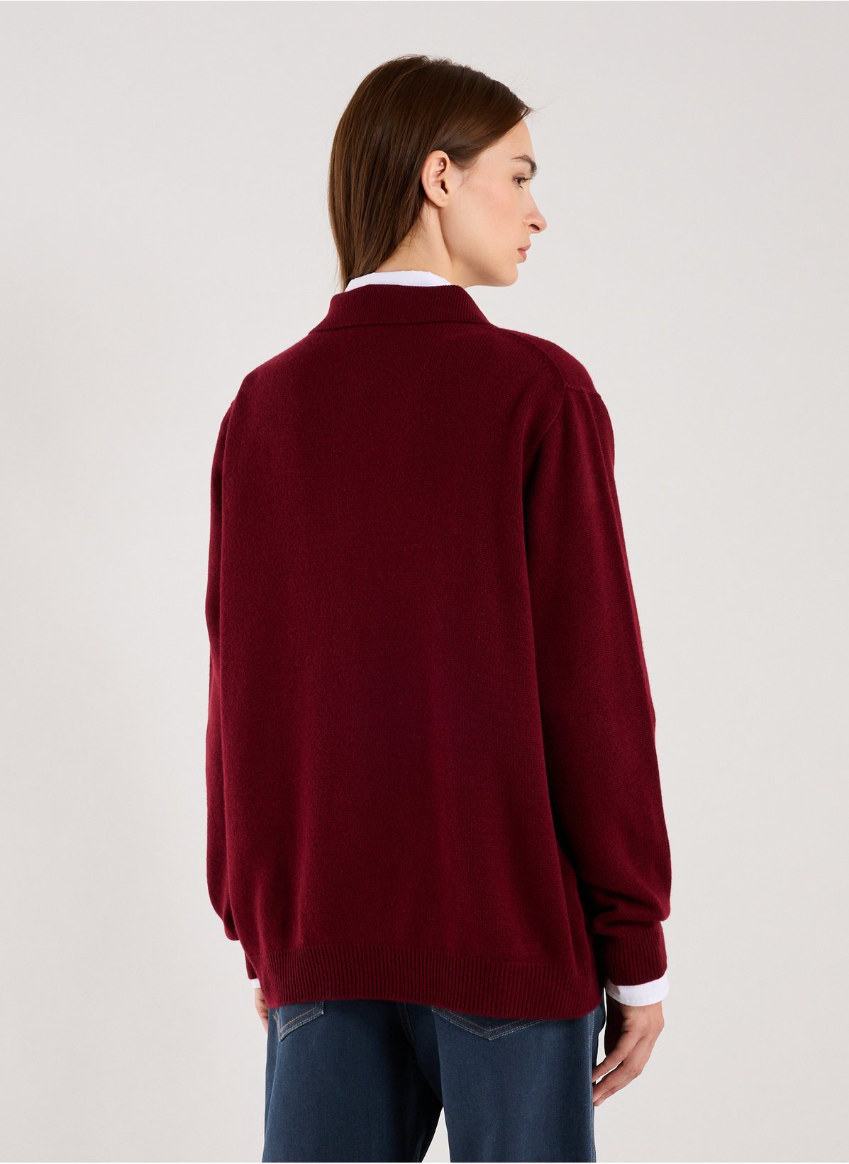 Polo-Neck intarsia logo sweater Cashmere-knit