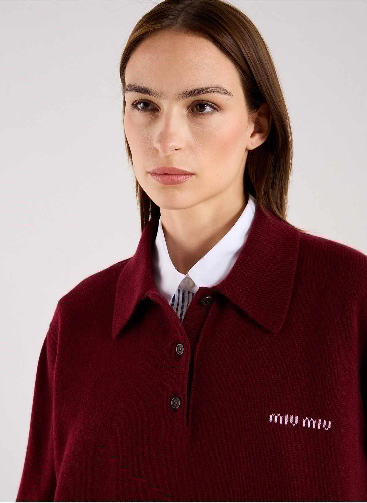 Polo-Neck intarsia logo sweater Cashmere-knit