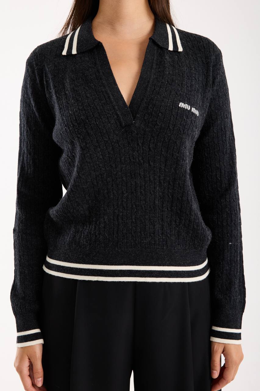 Wool and cashmere polo sweater