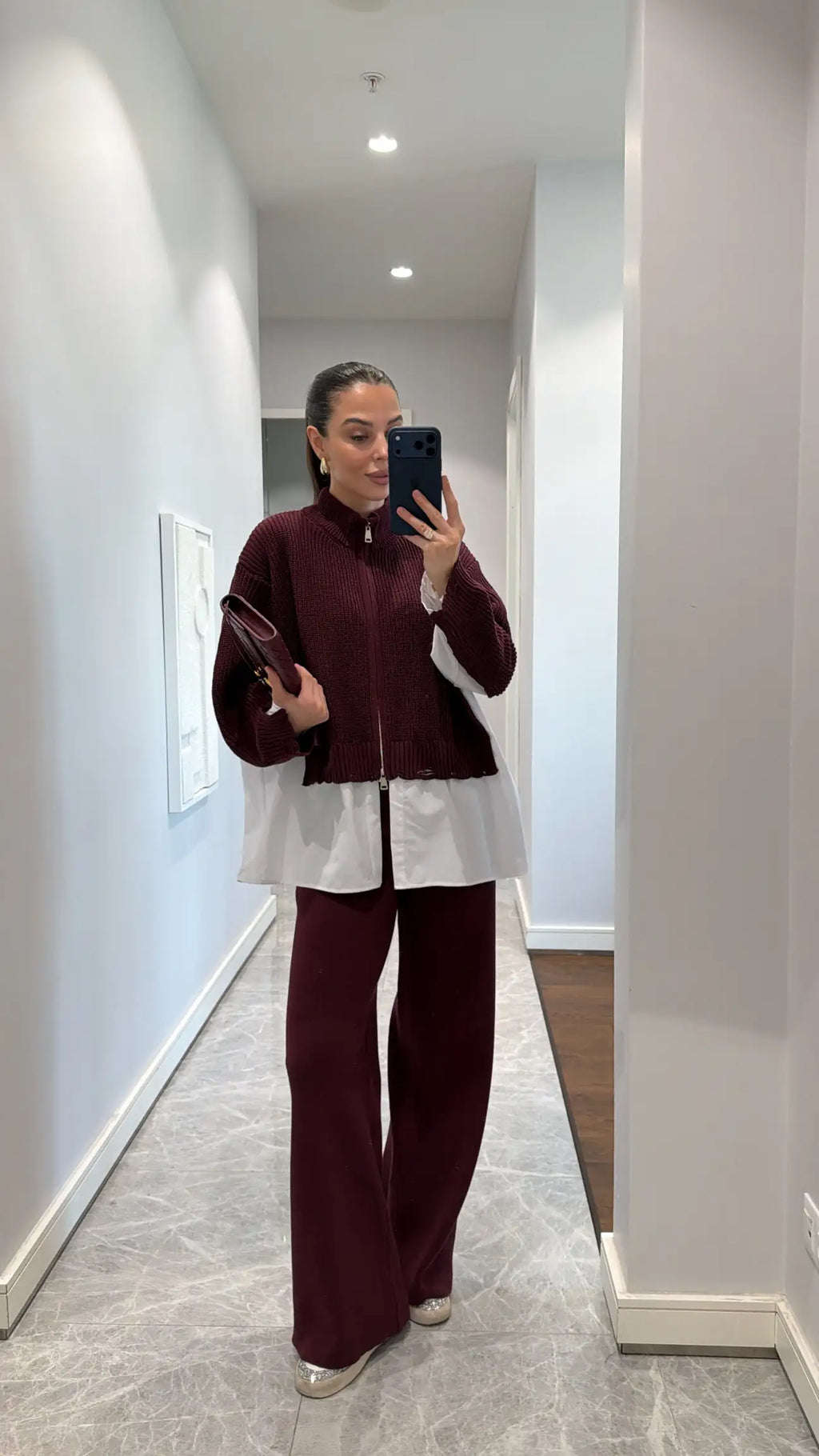 New Poplin shirt detailed knitwear suit