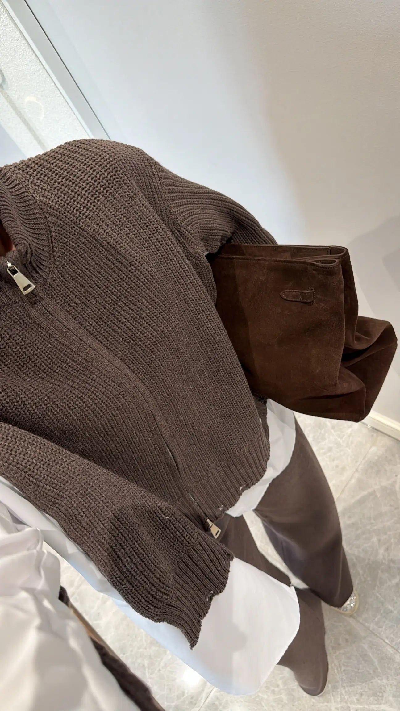 New Poplin shirt detailed knitwear suit