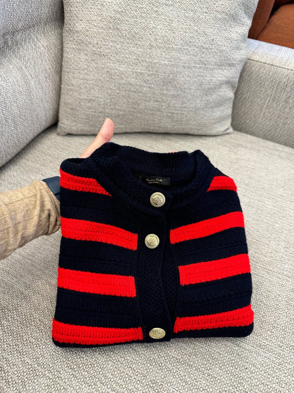 massimo dutti knit-wear navy blue x red