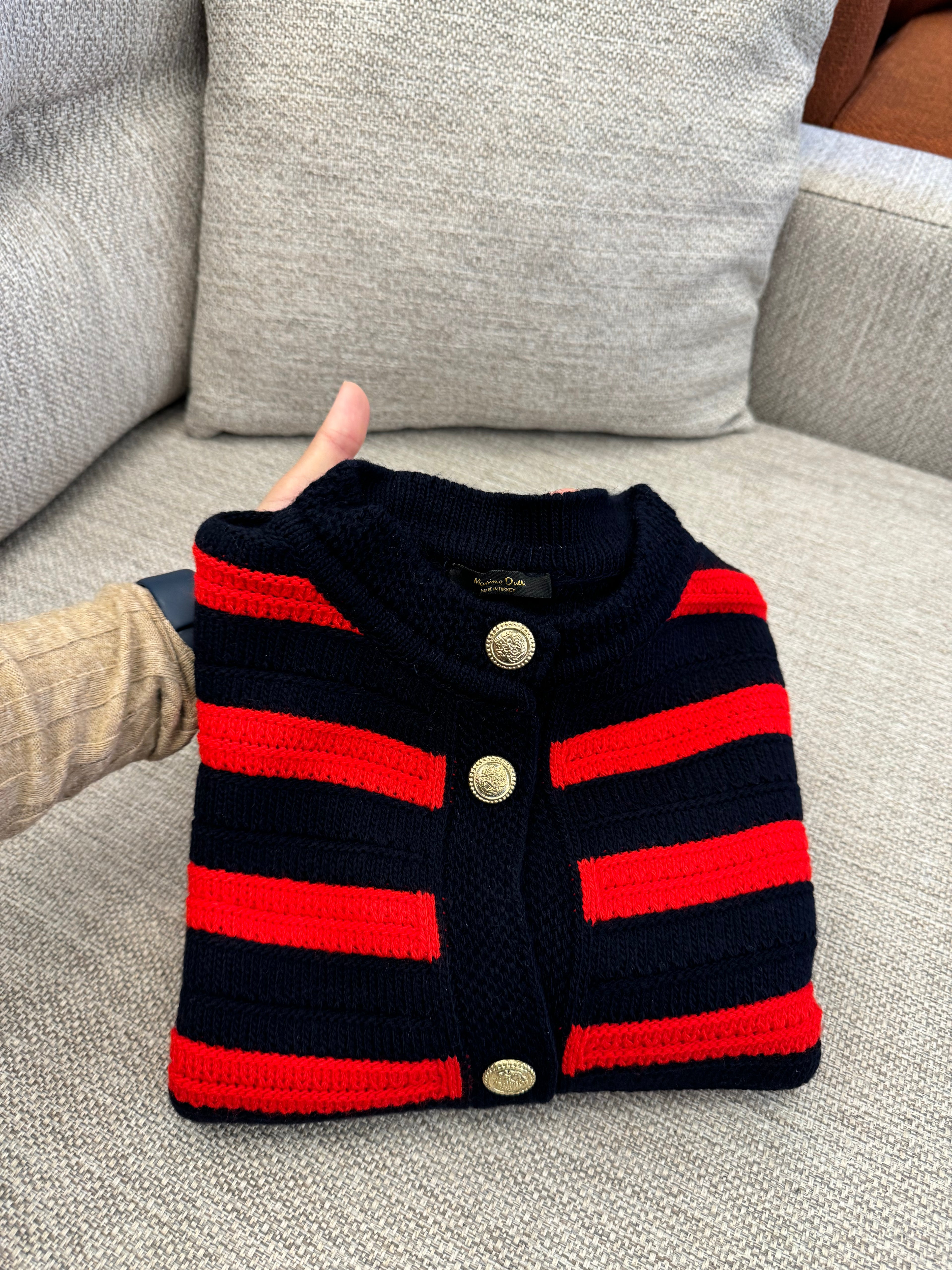 massimo dutti knit-wear navy blue x red