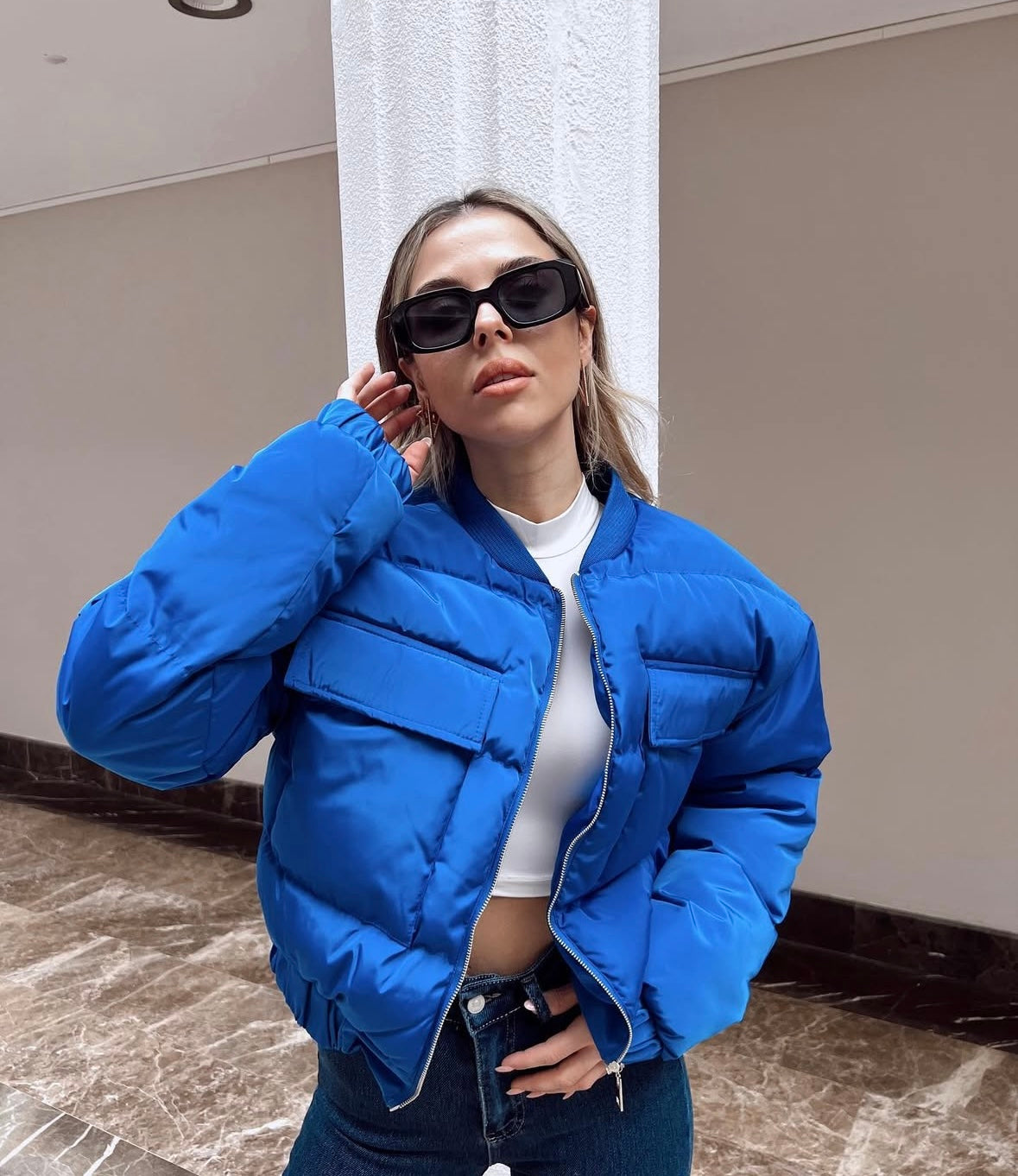 WATER-PROOF BLUE BOMBER JACKET