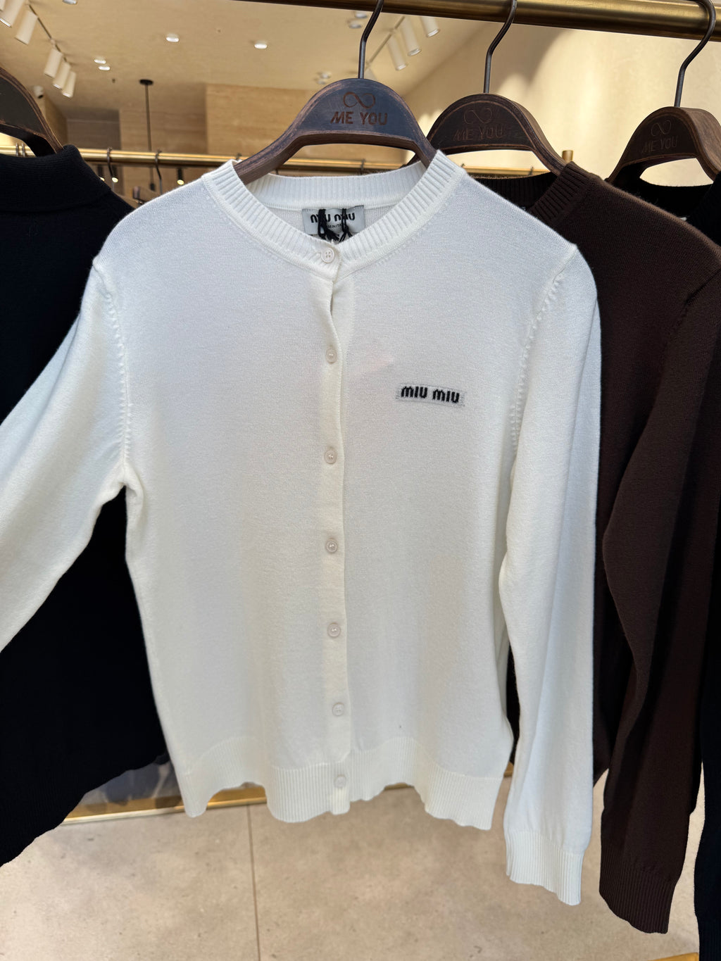 MIUMIU-Slim-Fit Brown Cashmere Knit Cardigan