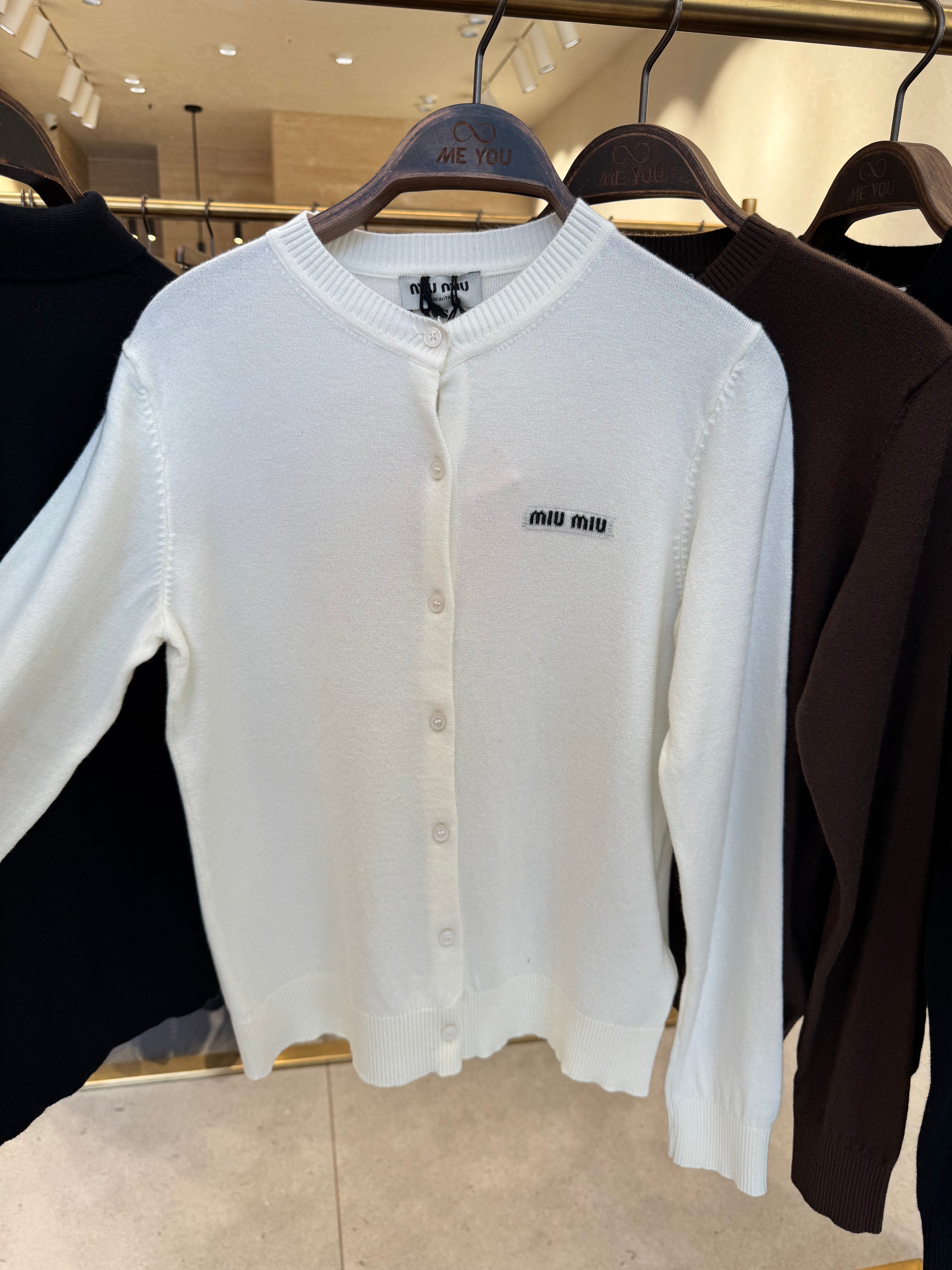 MIUMIU-Slim-Fit Brown Cashmere Knit Cardigan