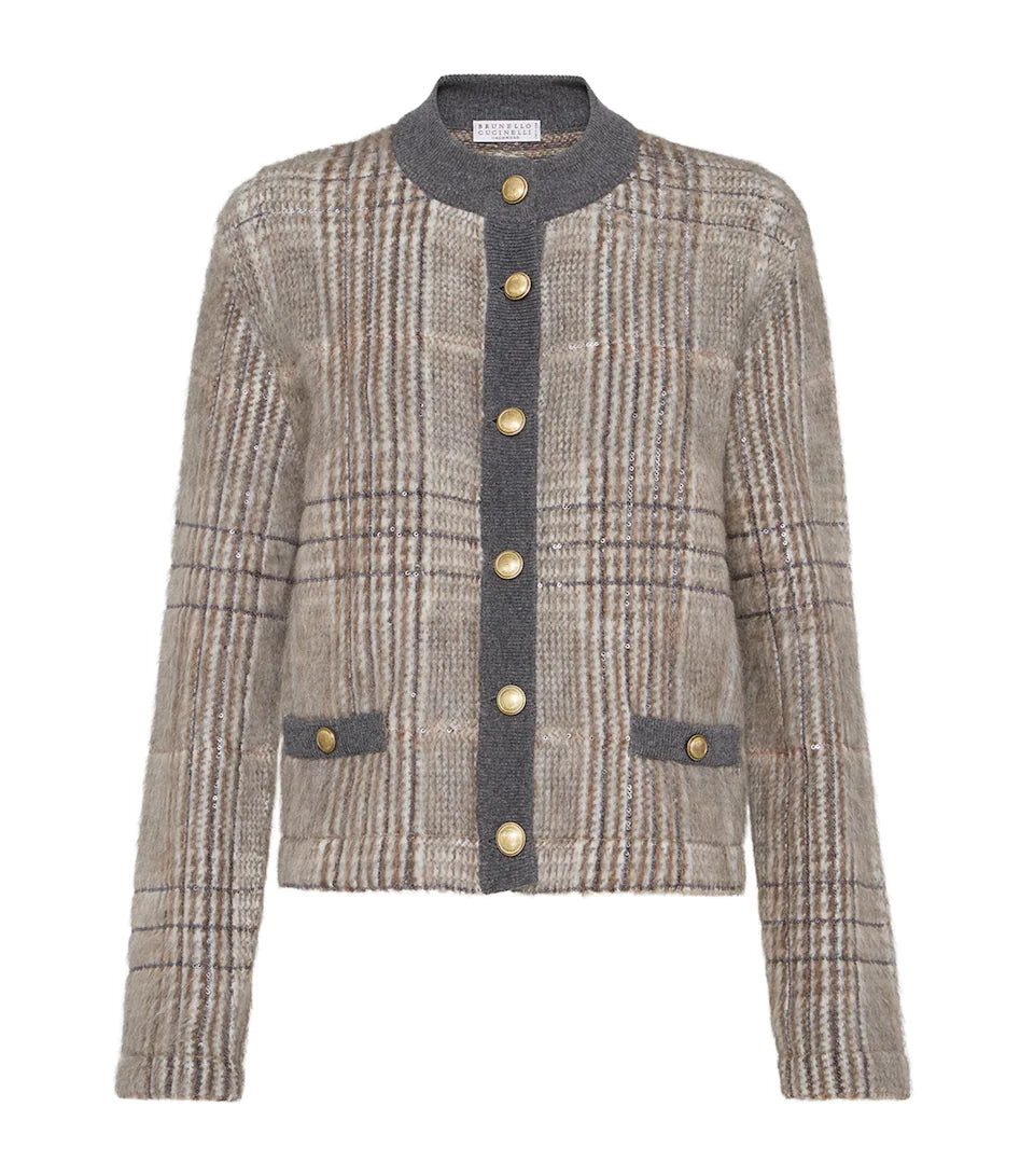 Patterned Rose Gold Buttoned Knitwear Cardigan