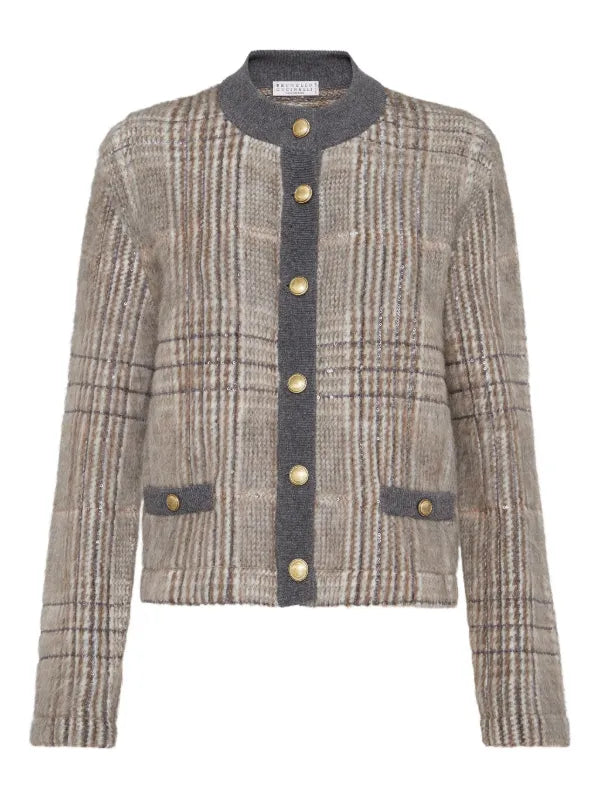 Patterned Rose Gold Buttoned Knitwear Cardigan