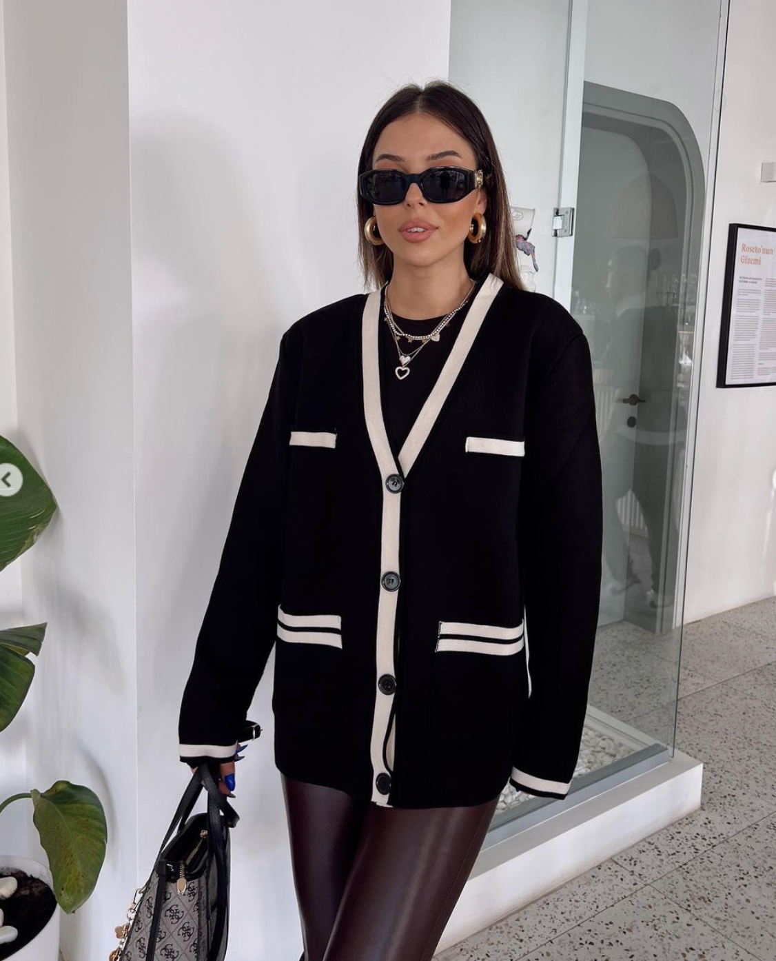 black-oversized knitwear cardigan