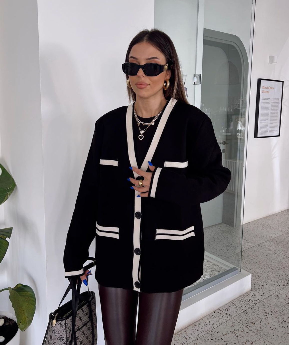 black-oversized knitwear cardigan