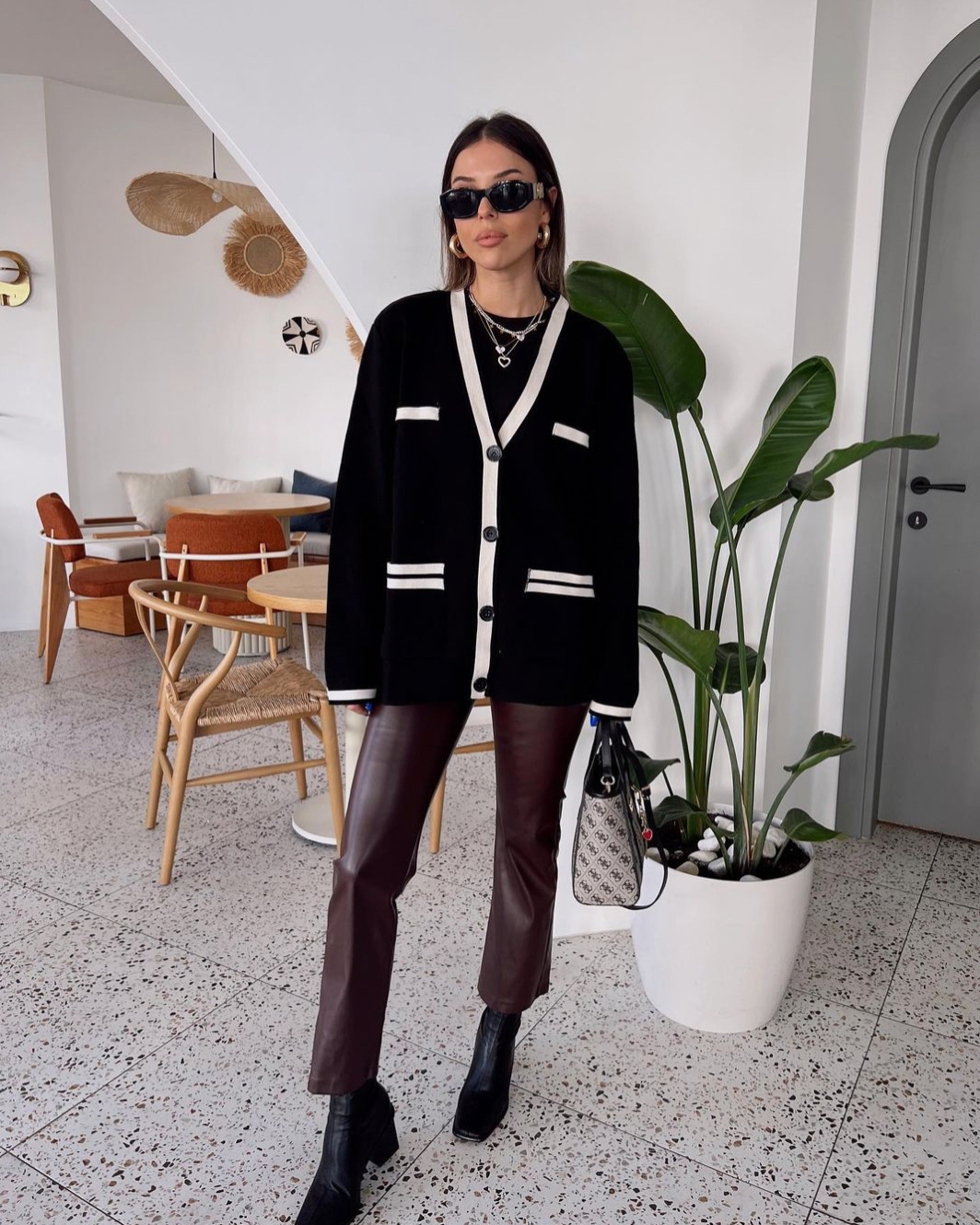 black-oversized knitwear cardigan