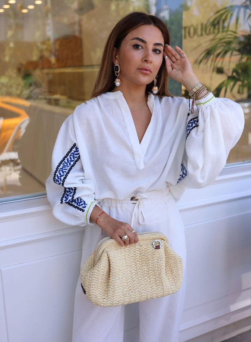 Massimo dutti desgin linen white blouse