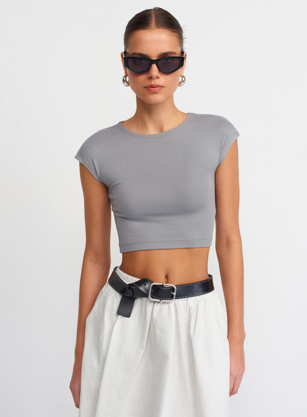Cotton and Modal Blend Crop Top-Pink