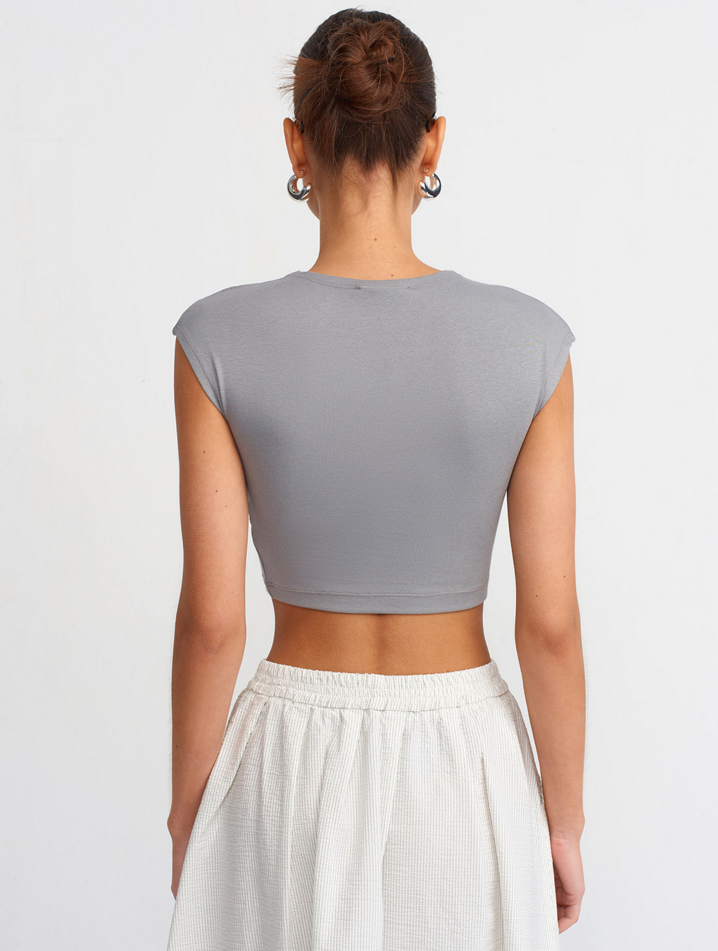 Cotton and Modal Blend Crop Top-Pink