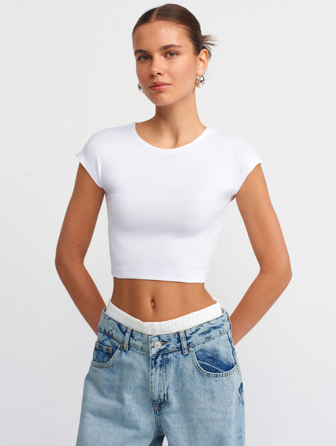 Cotton and Modal Blend Crop Top-Pink