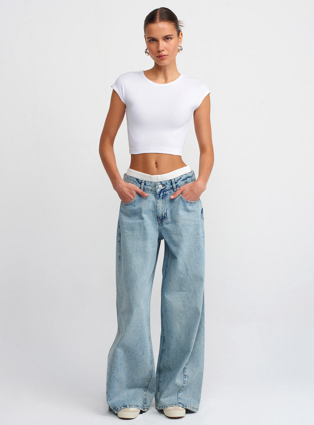 Cotton and Modal Blend Crop Top-Pink