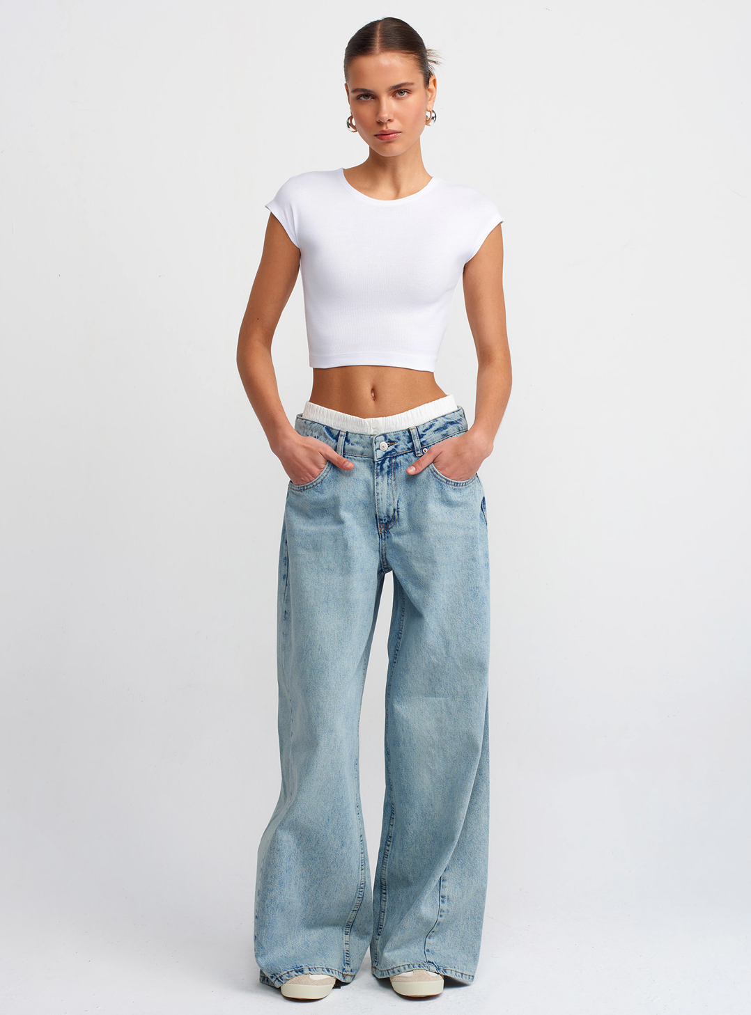 Cotton and Modal Blend Crop Top-Pink