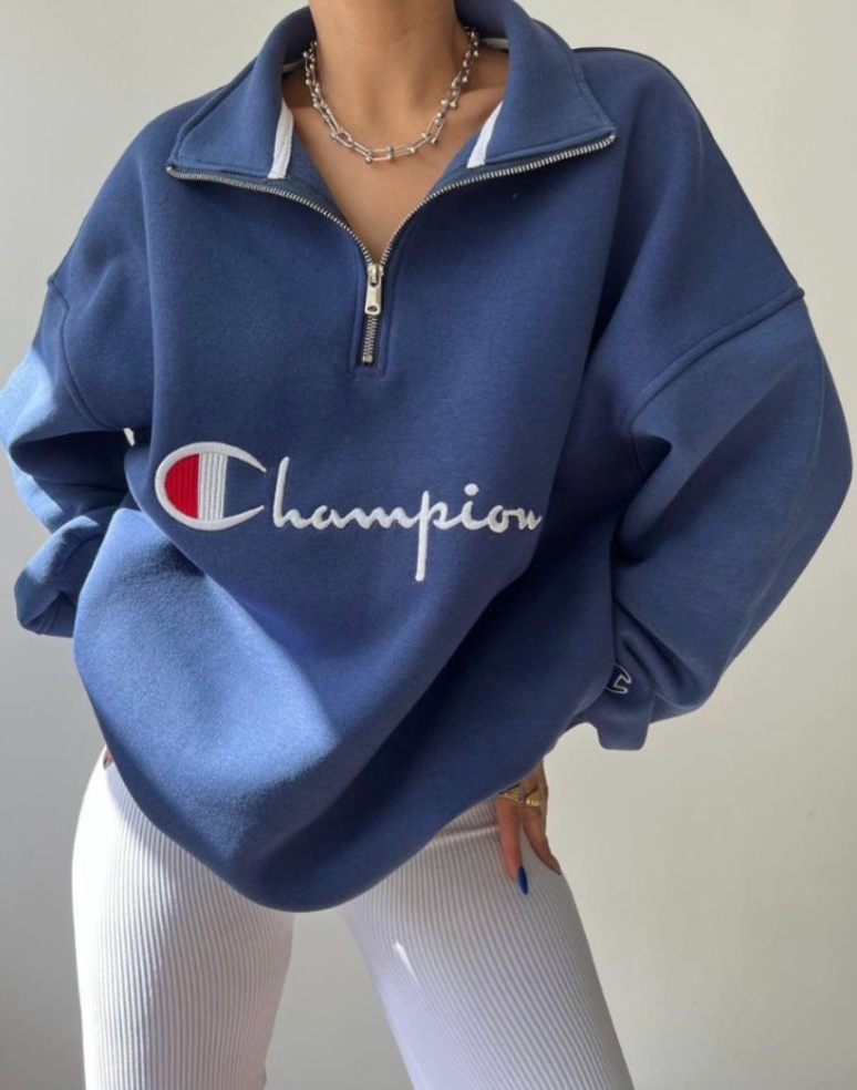 Champion oversized-zipper sweatshirt - Blue (Unisex)