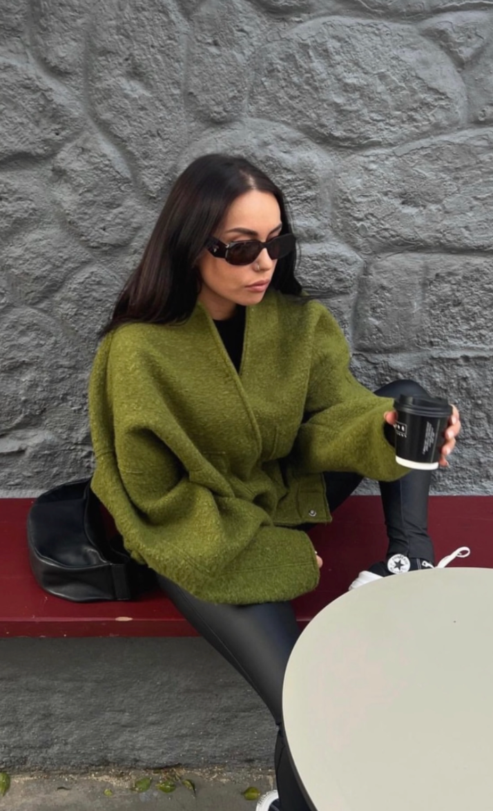 Women Fashion Pockets Oversized Bomber Jacket Coat Vintage Long Sleeve Snap Button Female Clothing Chic Tops