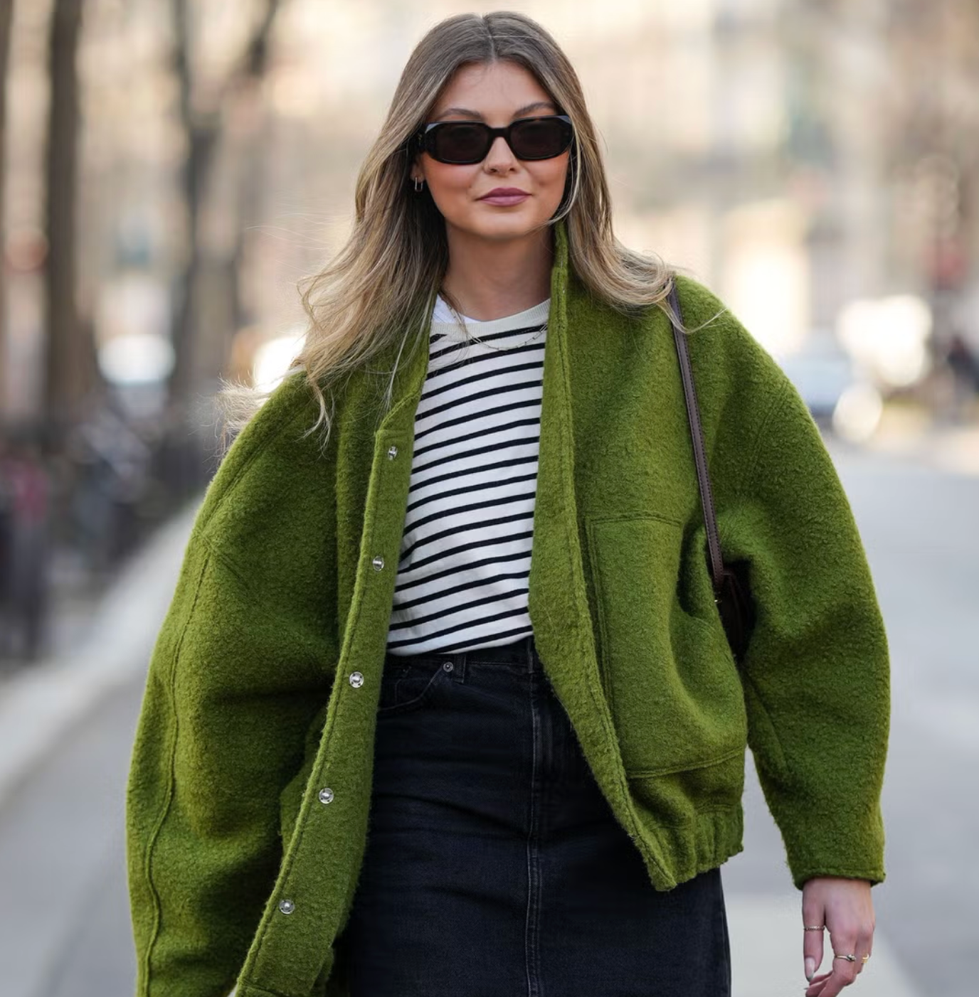 Women Fashion Pockets Oversized Bomber Jacket Coat Vintage Long Sleeve Snap Button Female Clothing Chic Tops