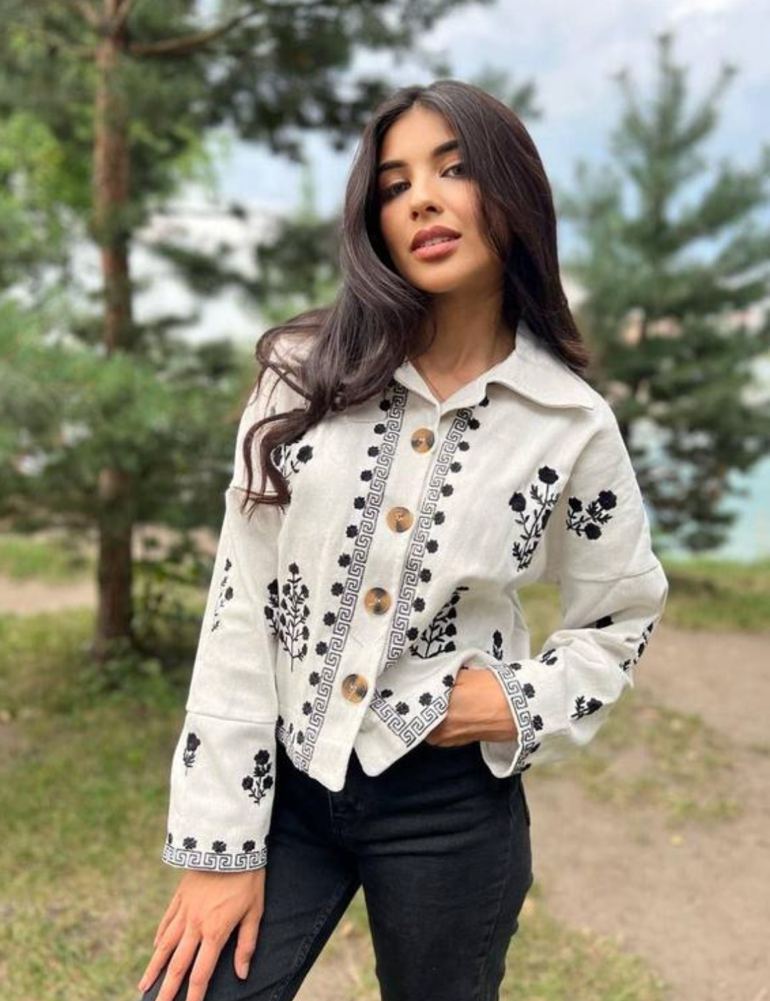 Denim stitched jacket