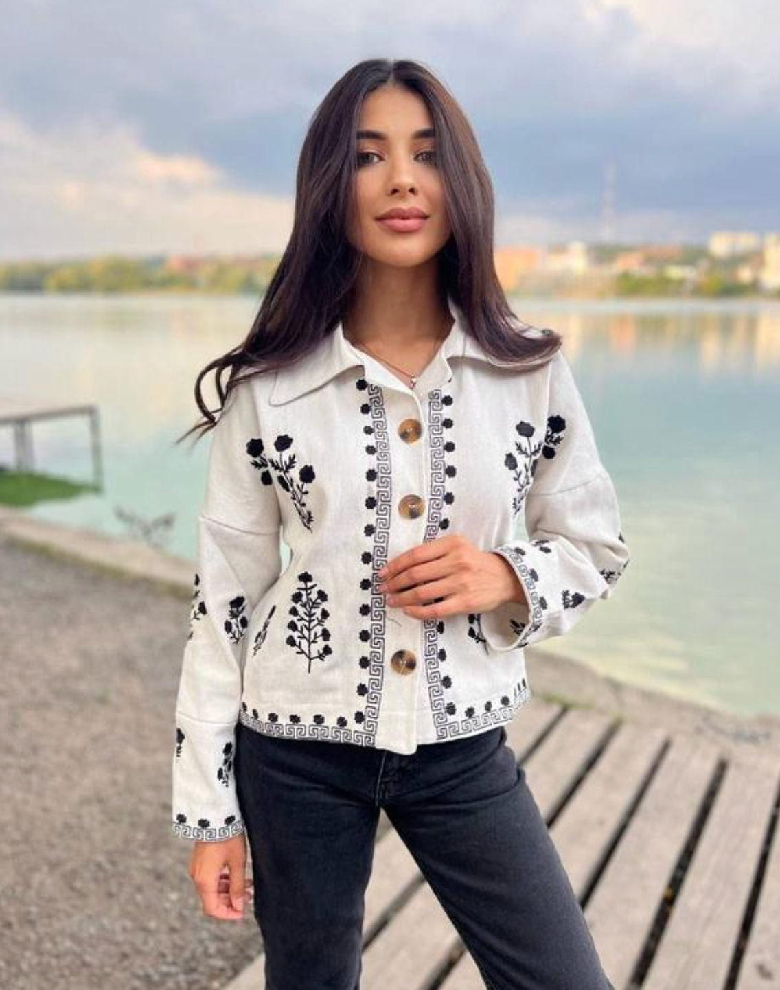 Denim stitched jacket