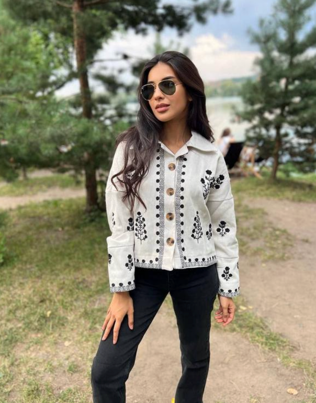 Denim stitched jacket