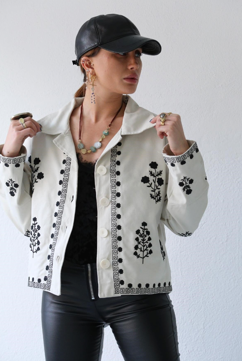 Denim stitched jacket