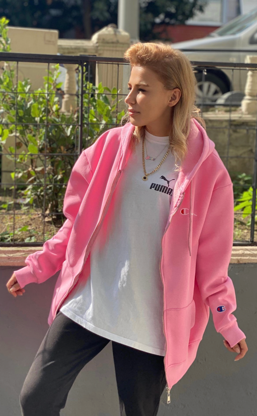 Champion oversized jacket -pink- fleece