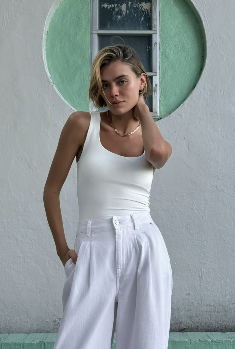THICK STRAPPED POLYAMIDE TOP ( ZARA MATERIAL )